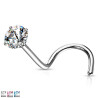 Piercing nez en acier chirurgical avec strass blanc scintillant 2.5mm