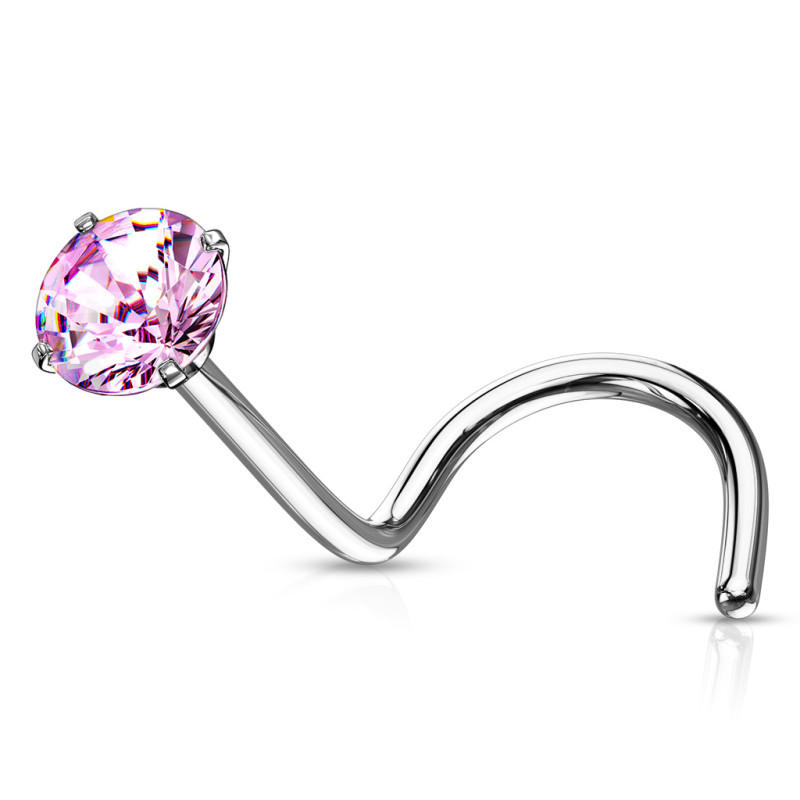 Piercing Nez Argenté 3mm avec Strass Blanc