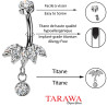 Piercing nombril en titane avec cristaux suspendus