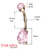 Piercing nombril titane or rose cristal rose en forme de goutte d'eau