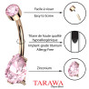 Piercing nombril titane or rose cristal rose en forme de goutte d'eau
