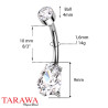 Piercing nombril en titane avec cristaux en forme de goutte d'eau