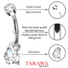 Piercing nombril en titane avec cristaux en forme de goutte d'eau