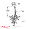 Piercing nombril en titane avec pendentif fleur et cristaux