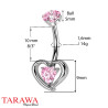 Piercing nombril en titane avec pendentif cœur et cristal