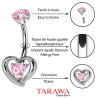Piercing nombril en titane avec pendentif cœur et cristal
