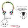 Piercing Fer à Cheval Nez Titane Arc-en-Ciel 1mm