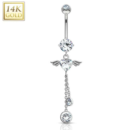 banane nombril or blanc pendant cœur aile ange