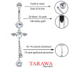 Piercing nombril en or blanc coeur pendant - Piercing en or