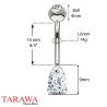 Piercing nombril goutte 9mm or blanc