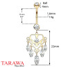 Piercing nombril Or jaune 14k motif Chandelier - piercing en or