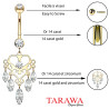 Piercing nombril Or jaune 14k motif Chandelier - piercing en or