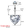 Piercing nombril coeur Or blanc - Tarawa.com