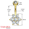 Piercing nombril Or jaune 14k Fleur cristal