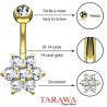 Piercing nombril Or jaune 14k Fleur cristal