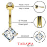 Piercing nombril or jaune cristal carré - Tarawa.com