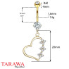 Piercing nombril coeur en Or jaune - Piercing or nombril