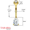 Piercing nombril goutte 9mm or massif