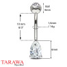 Piercing nombril goutte d'eau or blanc - Tarawa.com