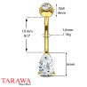 Piercing nombril goutte d'eau or massif - piercing en or