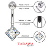 Piercing nombril or blanc cristal carré - Tarawa.com