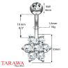 Piercing nombril Or blanc Fleur cristal - Piercing luxe Tarawa.com