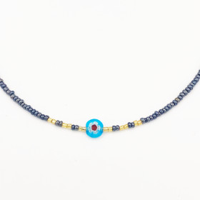 Collier Perlé Gris et Doré...