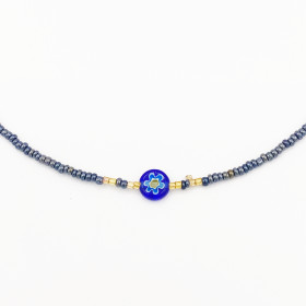 Collier Perlé Gris et Doré...