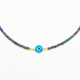 Collier Œil Bleu et Perles...