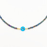 Collier Œil Bleu et Perles Irisées