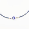 Collier Œil Bleu Rond et Perles Grises