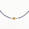 Collier Œil Marron et Perles Grises