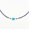 Collier Œil Turquoise et Perles Grises