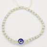 Bracelet Perlé Blanc et Doré avec Œil Bleu Central
