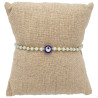 Bracelet Perlé Blanc et Doré avec Œil Bleu Central