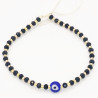 Bracelet Perlé Noir et Doré avec Œil Bleu Central