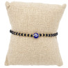 Bracelet Perlé Noir et Doré avec Œil Bleu Central