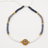 Bracelet Perlé Multicolore avec Œil Marron Central