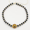 Bracelet Perlé Noir et Doré avec Œil Marron Central