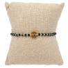 Bracelet Perlé Noir et Doré avec Œil Marron Central