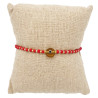 Bracelet Perlé Rouge et Doré avec Œil Marron Central