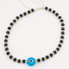 Bracelet Perlé Noir et Doré avec Œil Turquoise Central