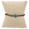 Bracelet Perlé Noir et Doré avec Œil Turquoise Central