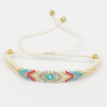 Bracelet Tissé Blanc avec Motif Ethnique Coloré