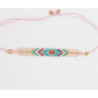 Bracelet Tissé Rose avec Motif Ethnique Coloré