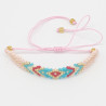 Bracelet Tissé Rose avec Motif Ethnique Coloré