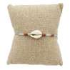 Bracelet Coquillage et Perles sur Cordon Bleu et Rose