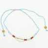 Bracelet Coquillage et Perles sur Cordon Bleu et Rose