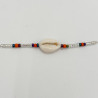Bracelet Coquillage et Perles Multicolores sur Cordon Blanc