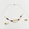 Bracelet Coquillage et Perles Multicolores sur Cordon Blanc
